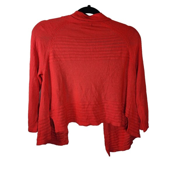 Verve Ami Womens S Red 3/4th Sleeve Open Front Cropped Lightweight Cardigan - Picture 2 of 5